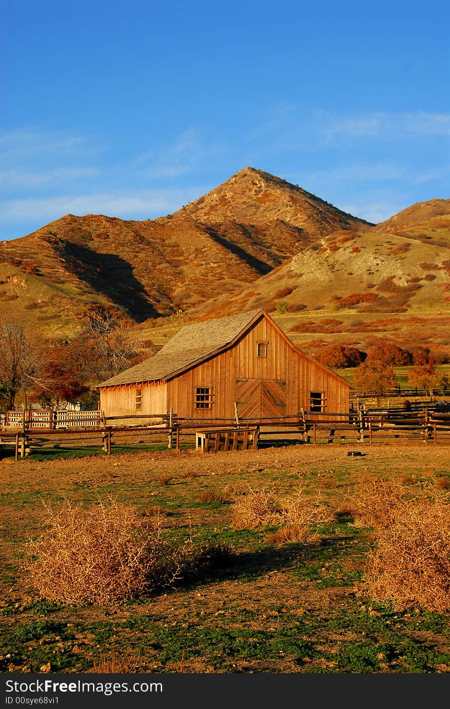 Barn at sunset