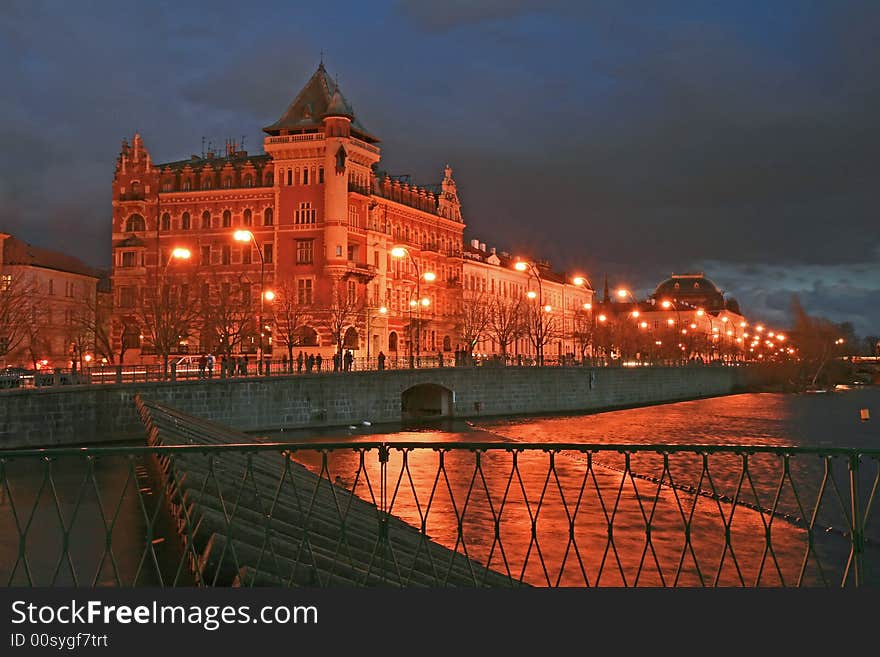 The beautiful Prague City along the River Vltava