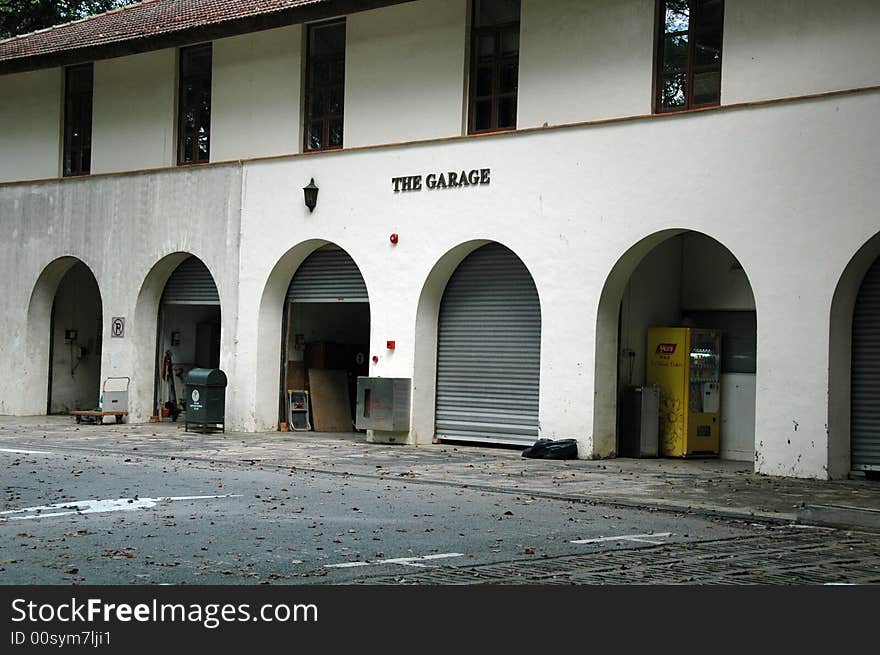 A car repair work shop. A car repair work shop