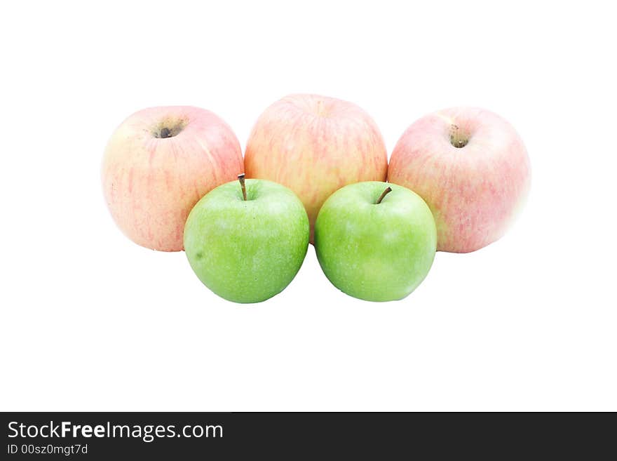 Five Fresh Apples Isolated On A White