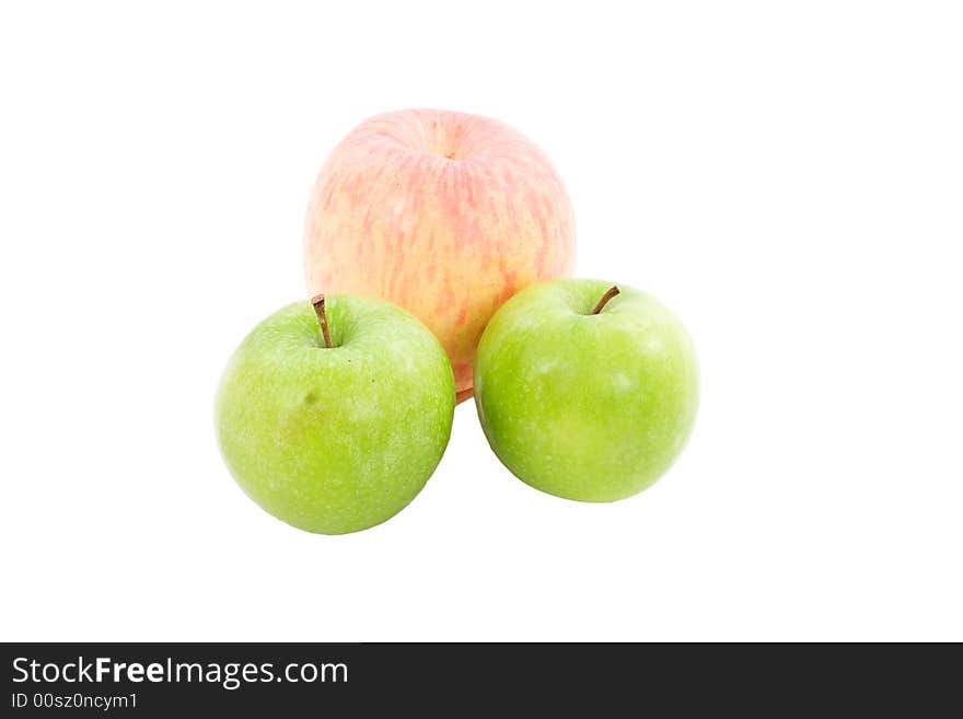 Three fresh apples isolated on a white