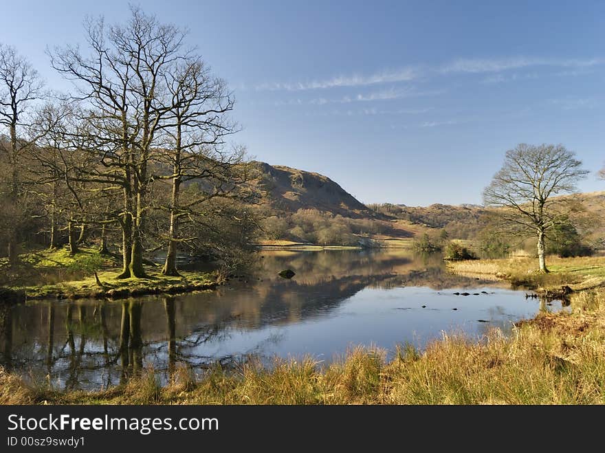 Rydal Water in morning sunlight