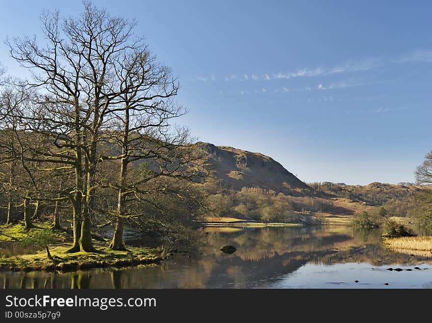 Rydal Water in morning sunlight