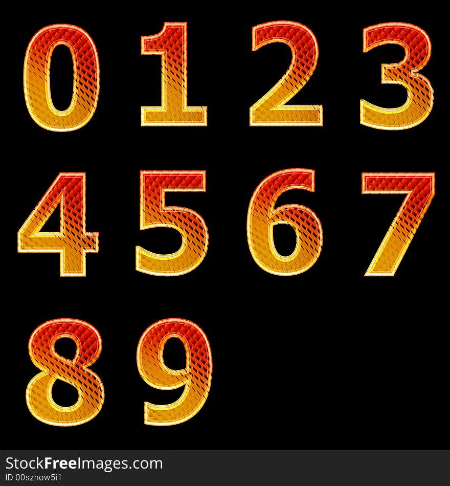 Orange 3d Numbers