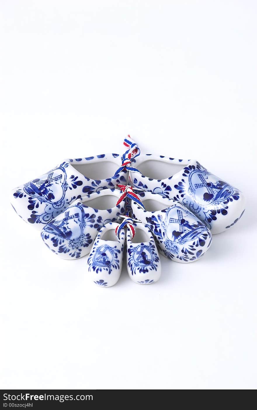 Set of Dutch porcelain clogs, traditional souvenir from Holland