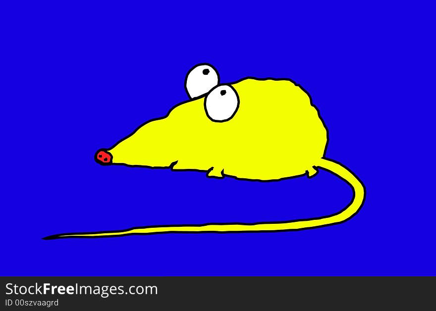 Yellow rat on a dark blue background