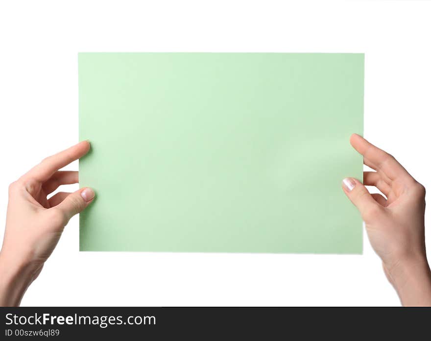 Leaf of a paper in hands