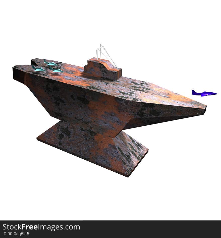 Aircraft Carrier - Anvil On A White Background, 3D