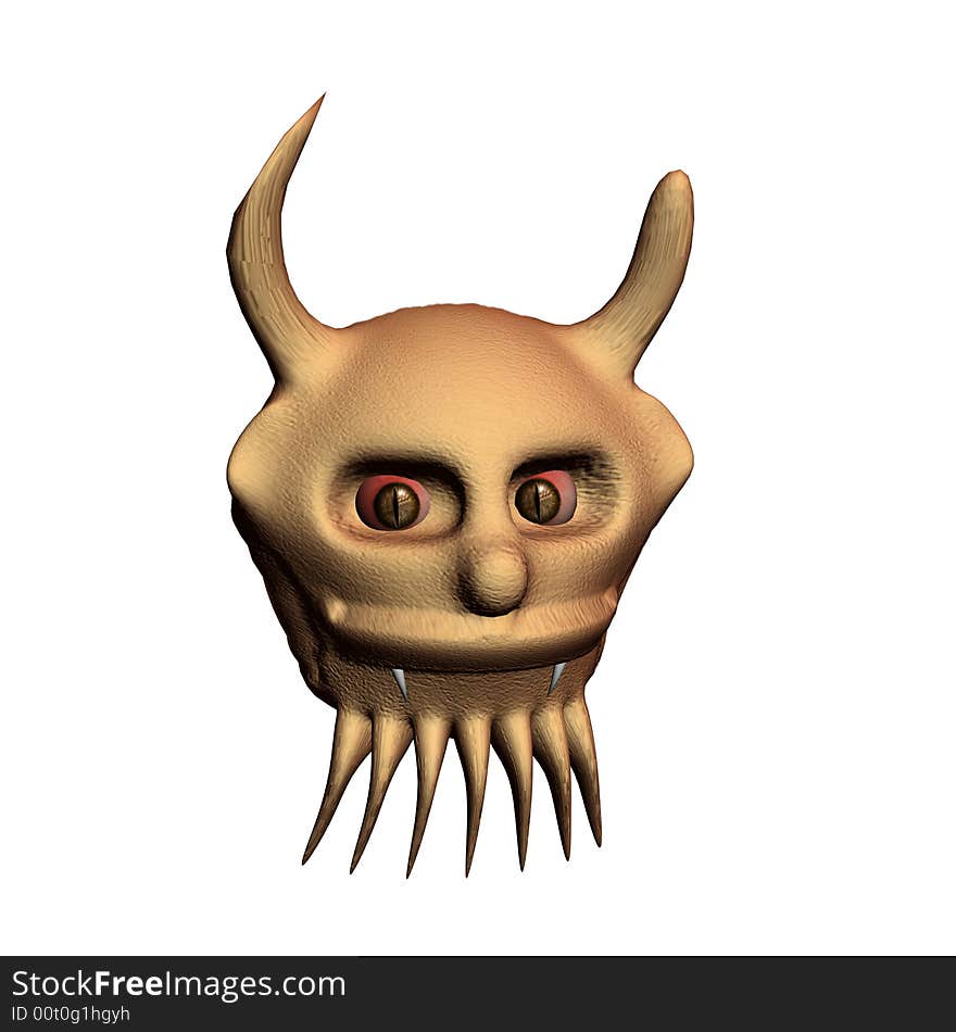 Head of a demon on a white background. 3D.