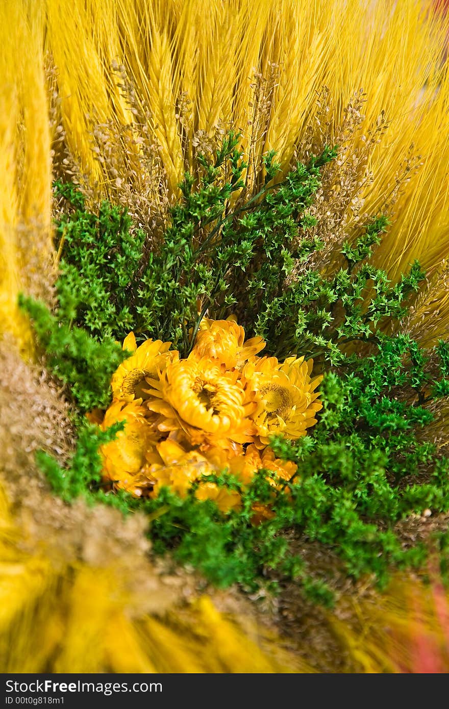 Dried and paper flowers on the fair