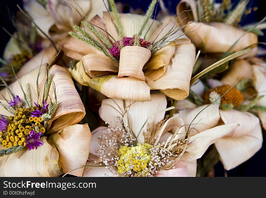 Dried and paper flowers on the fair