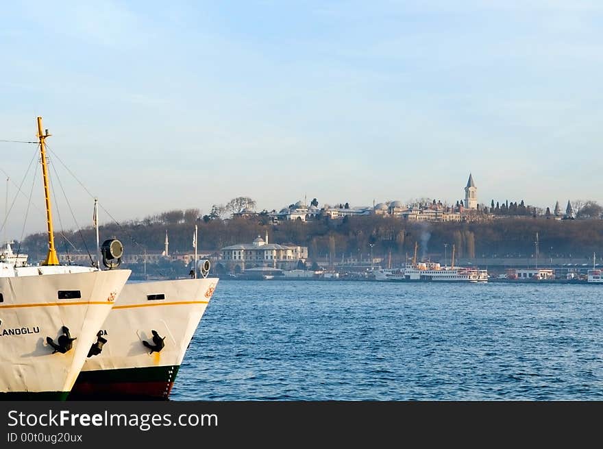 Hagia Sophia, Topkapi Palace and ferries. Hagia Sophia, Topkapi Palace and ferries