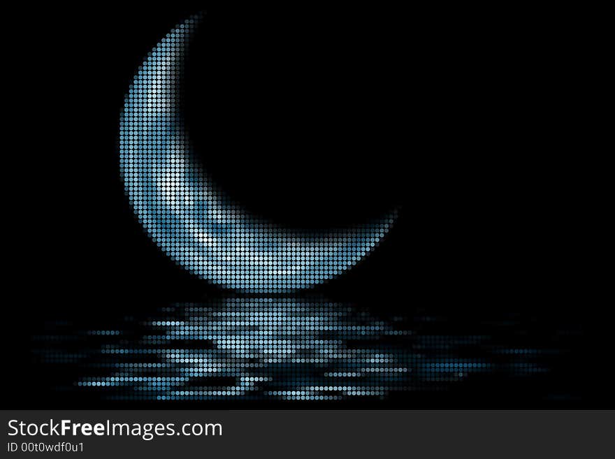 Vector illustration of blue crescent