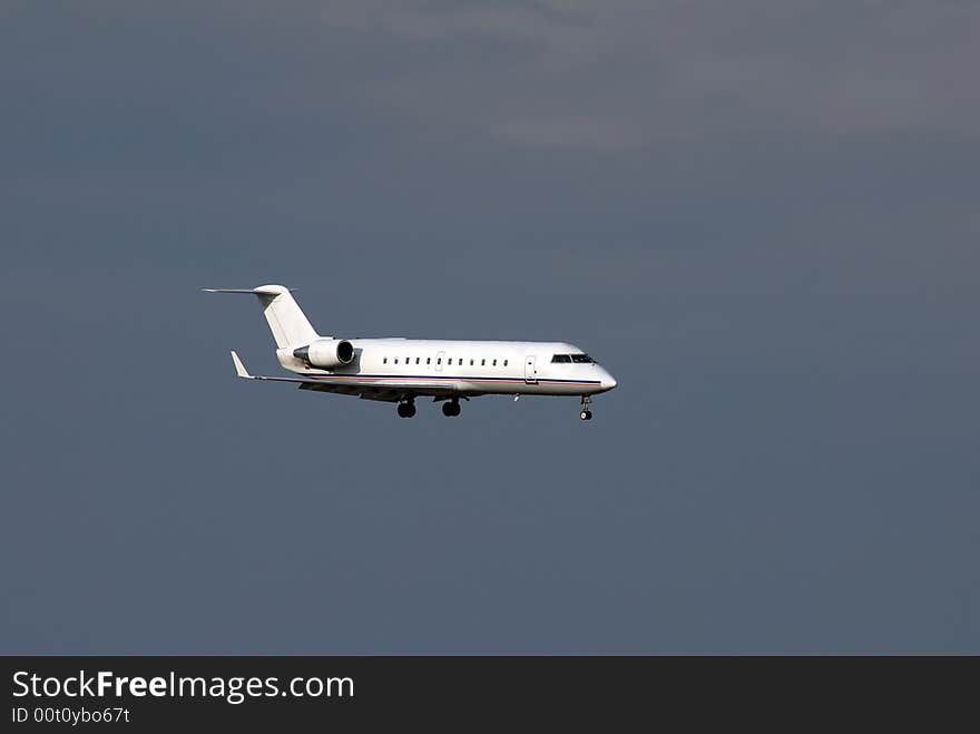 Regional passenger aircraft few moments before landing