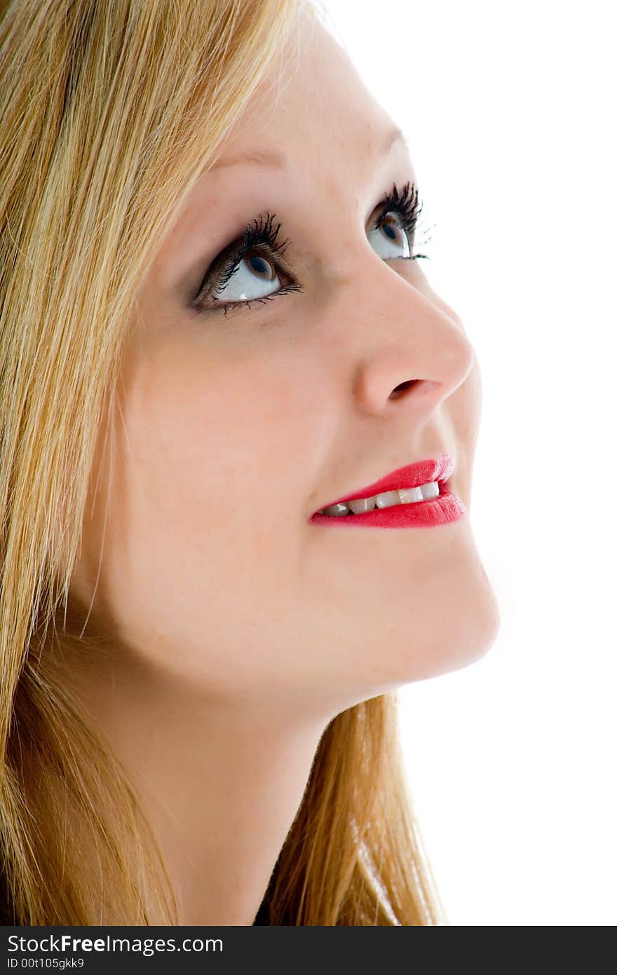 Portrait woman on white background