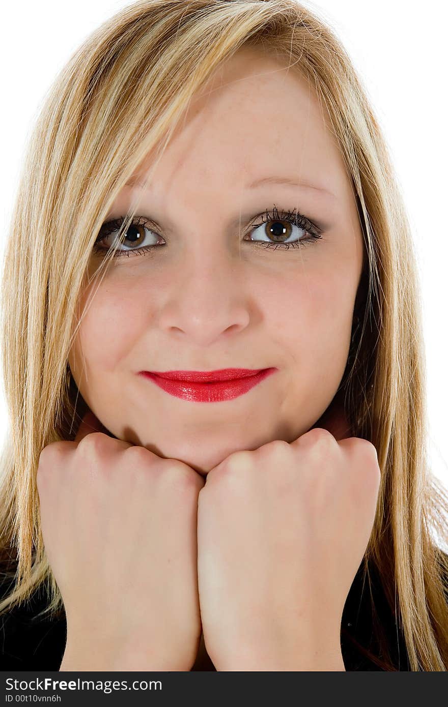 Portrait woman on white background