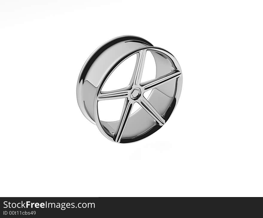 Isolated 3D Wheel polished with white background