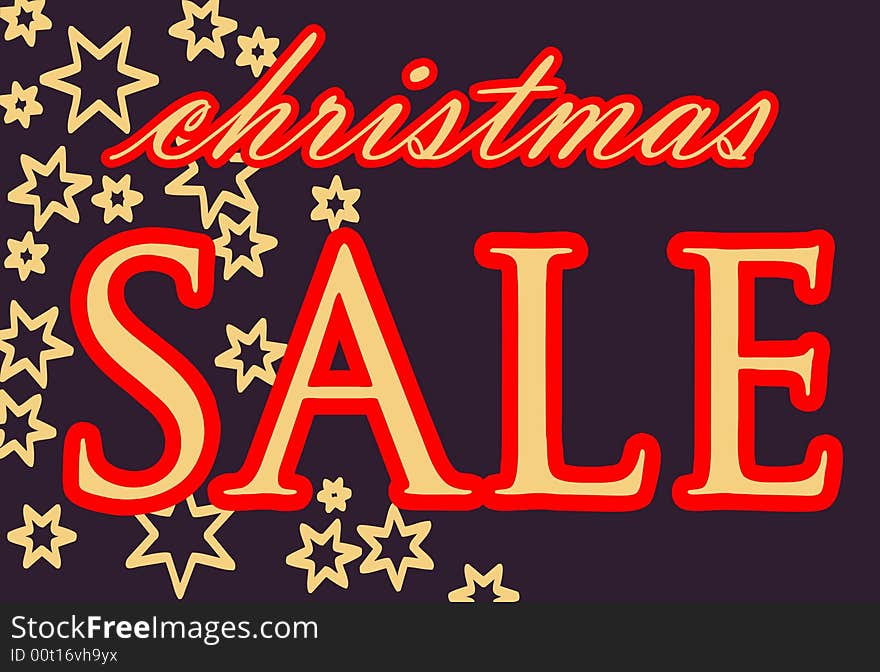 Christmas sale signboard: Vector in black and red. Christmas sale signboard: Vector in black and red
