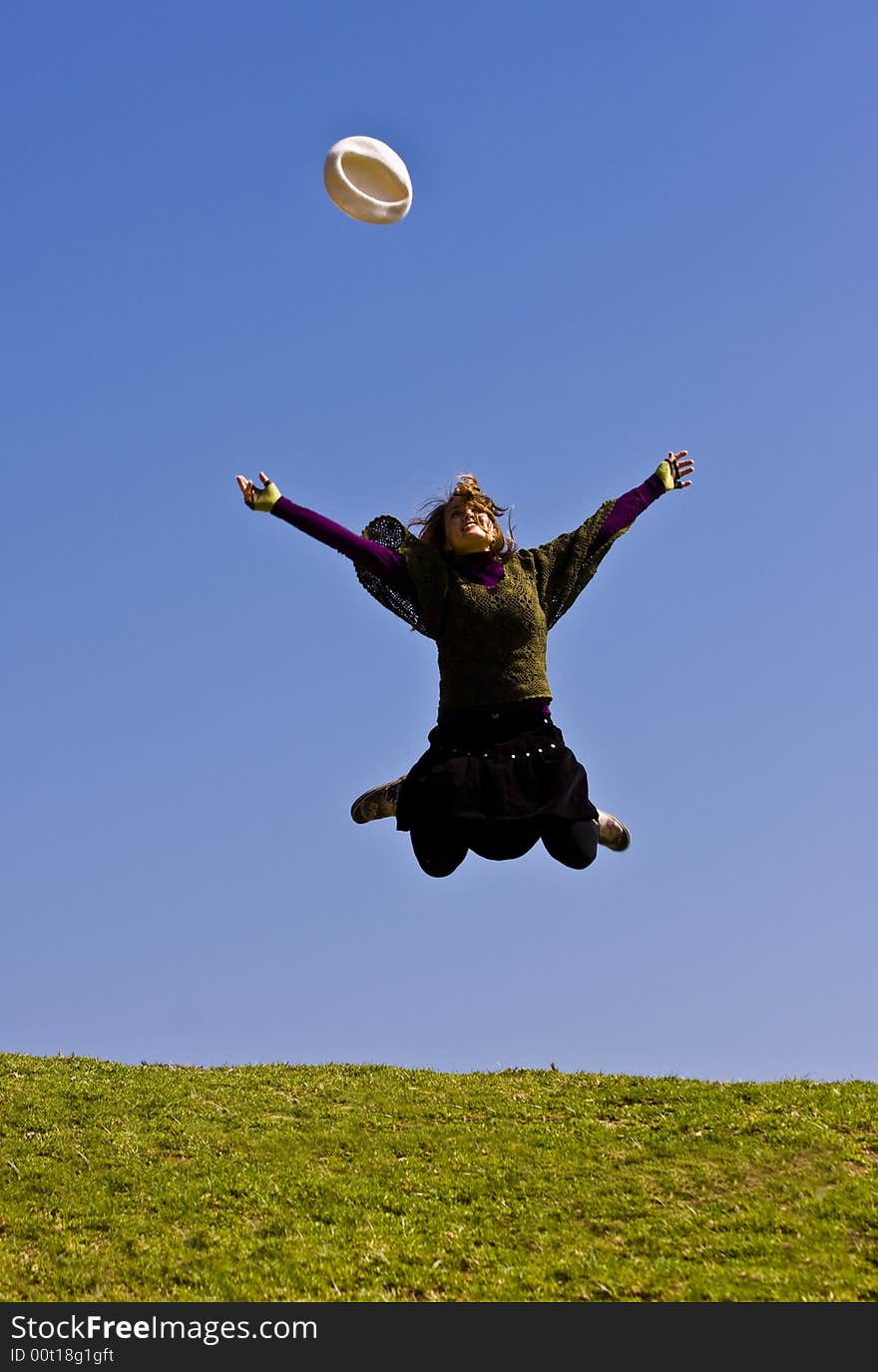 Young woman jumping