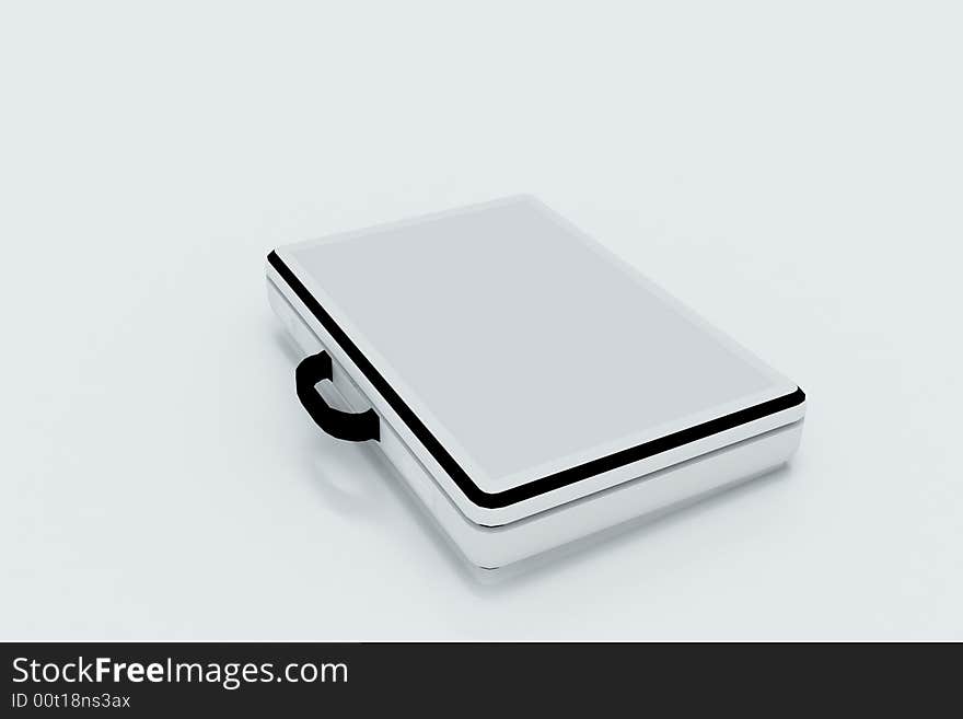 Isolated silver briefcase on white backround