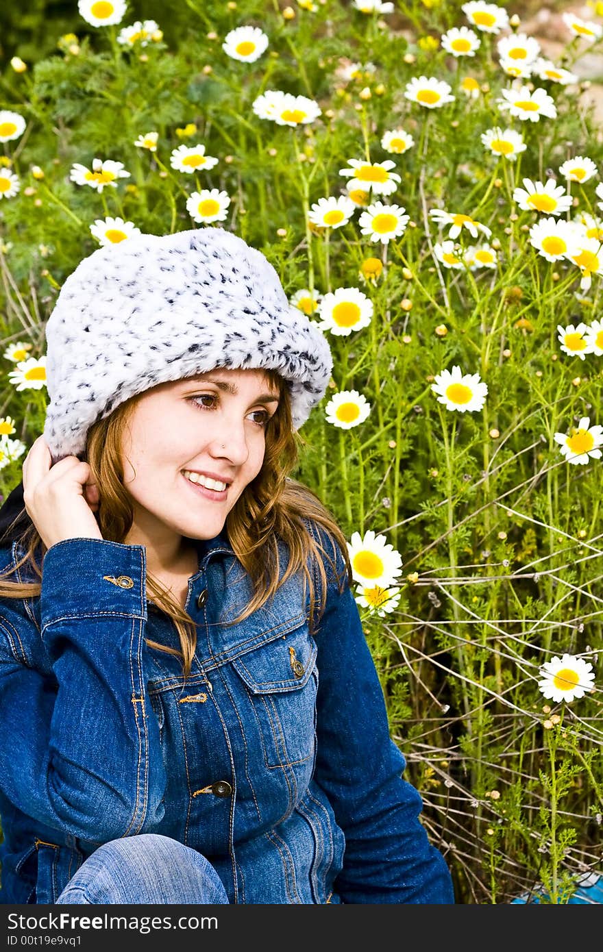 Woman portrait surrounded by flowers. Woman portrait surrounded by flowers.