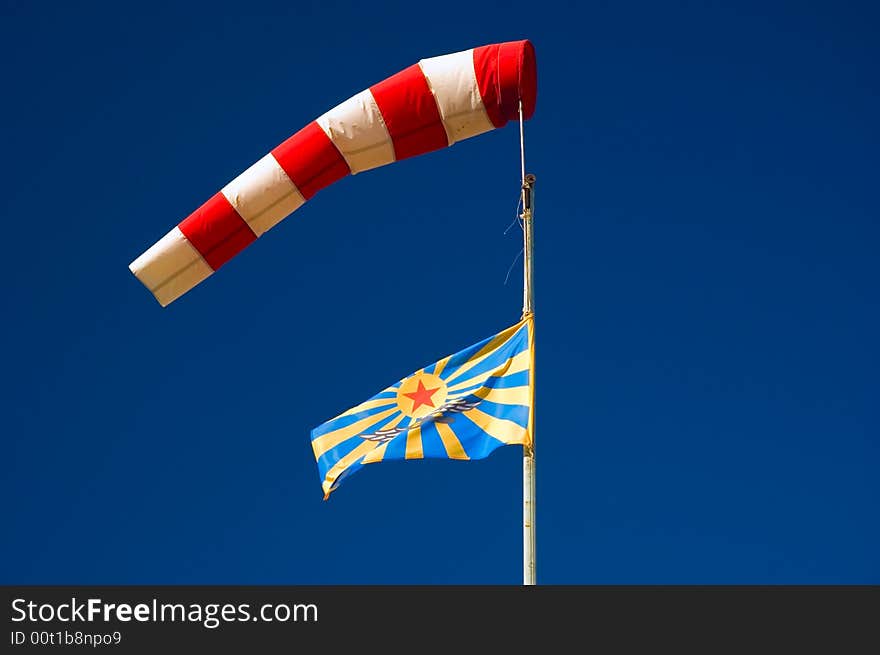 Wind cone and soviet air force flag