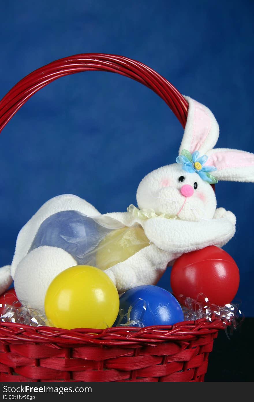 Rabbit standing in basket