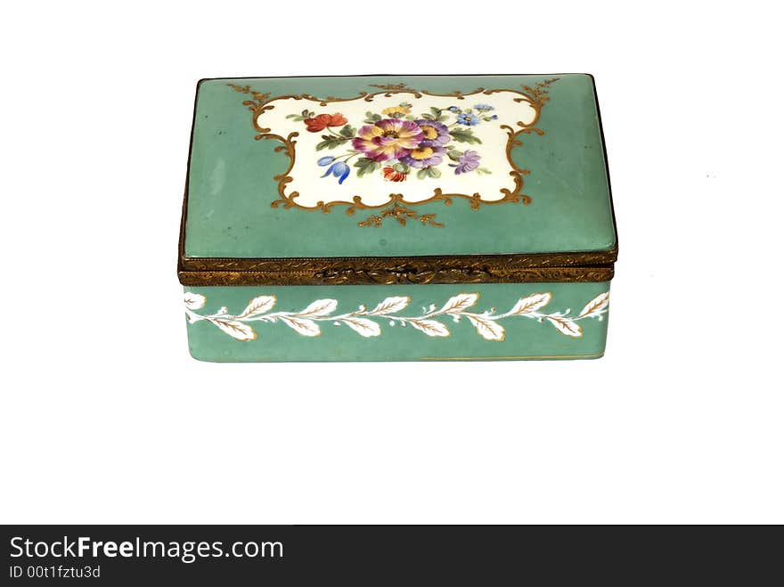 Isolated old antique jewellery box. Isolated old antique jewellery box