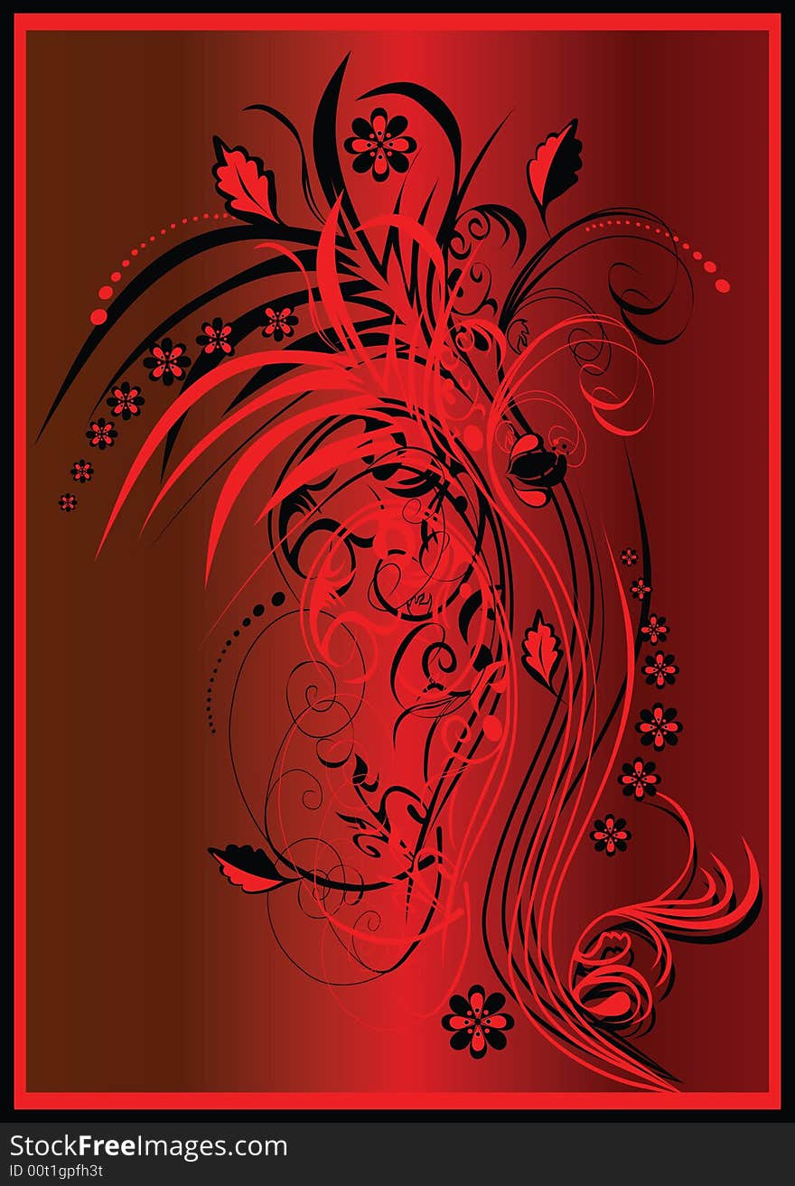 Red and black design ornament