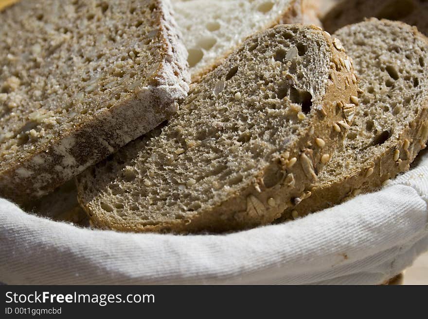 Fresh baked bread in a bread basket