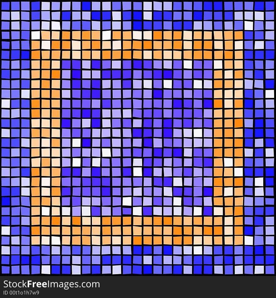 Blue and orange mosaic element. Blue and orange mosaic element