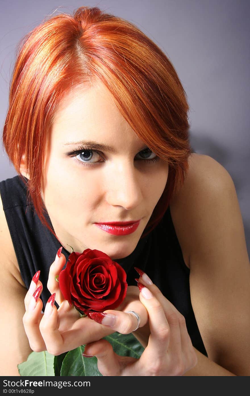 Beautiful girl with red rose. Beautiful girl with red rose