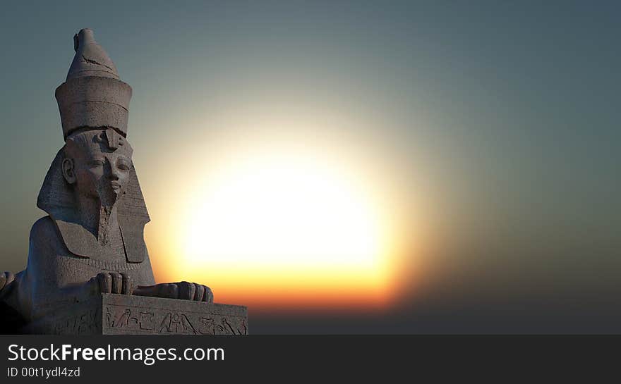 Antique Egyptian sphinx on quay of the river. Saint-Petersburg, Russia