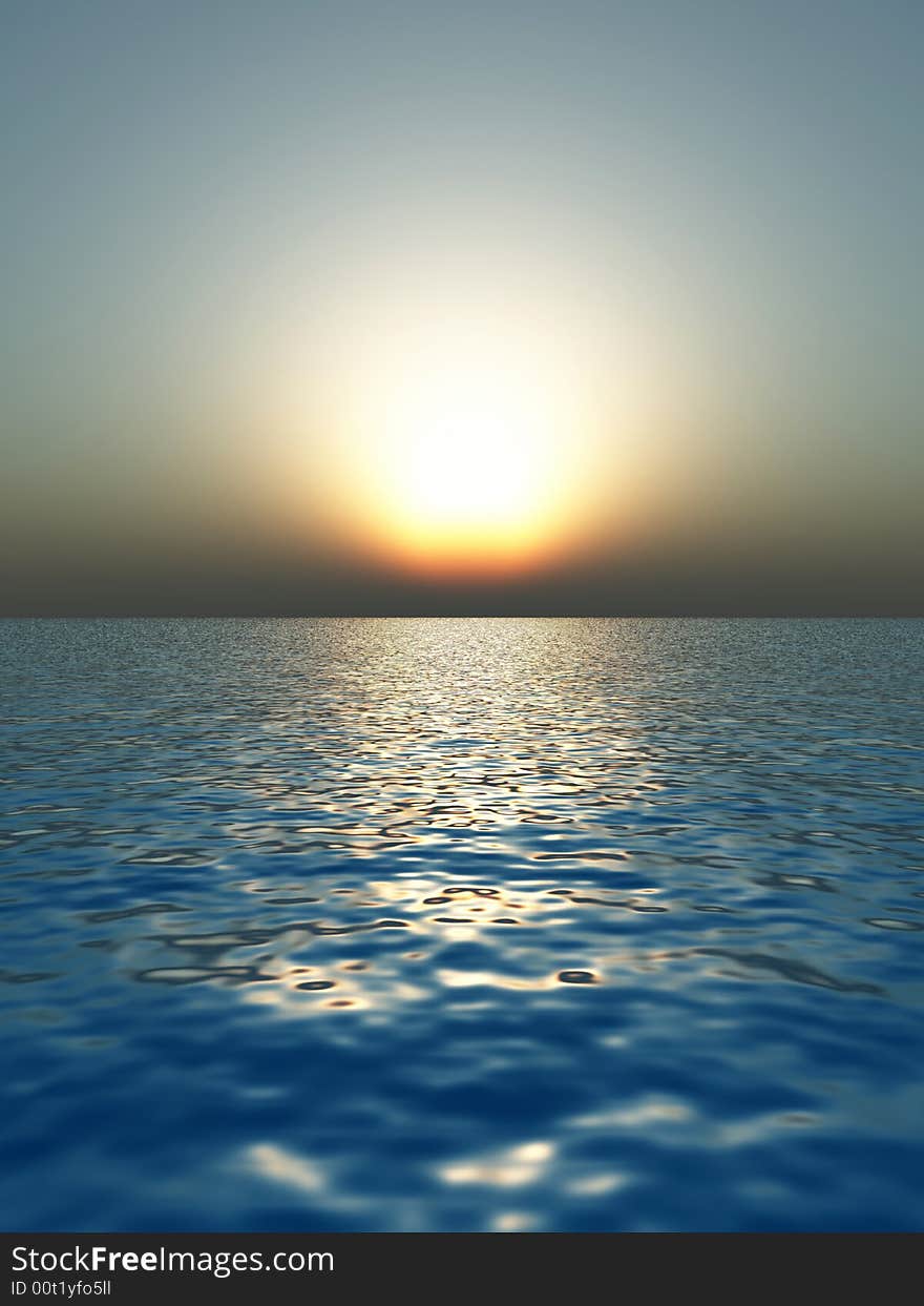 Beautiful sea and sky at sunset - digital artwork. Beautiful sea and sky at sunset - digital artwork