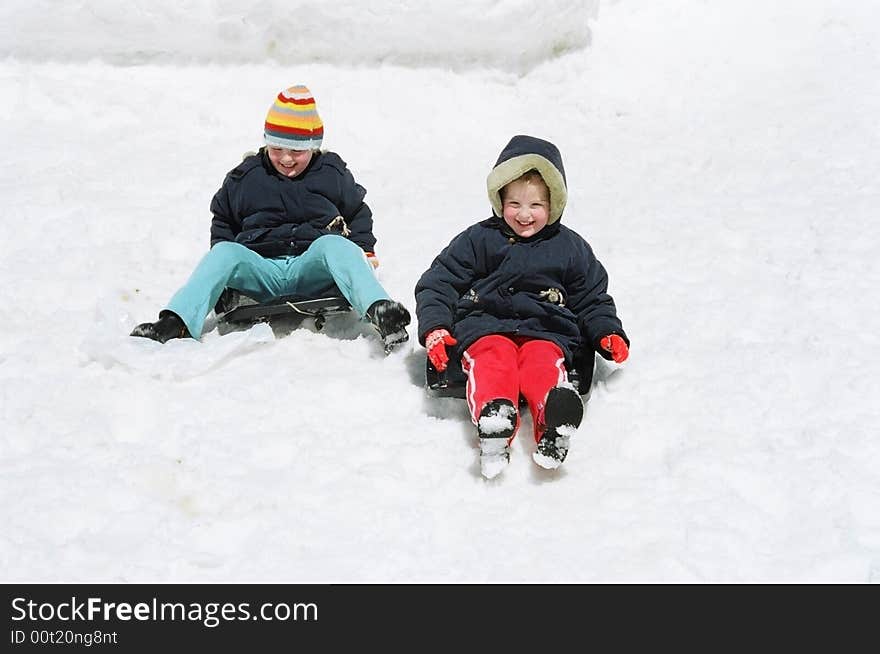 Children on sled