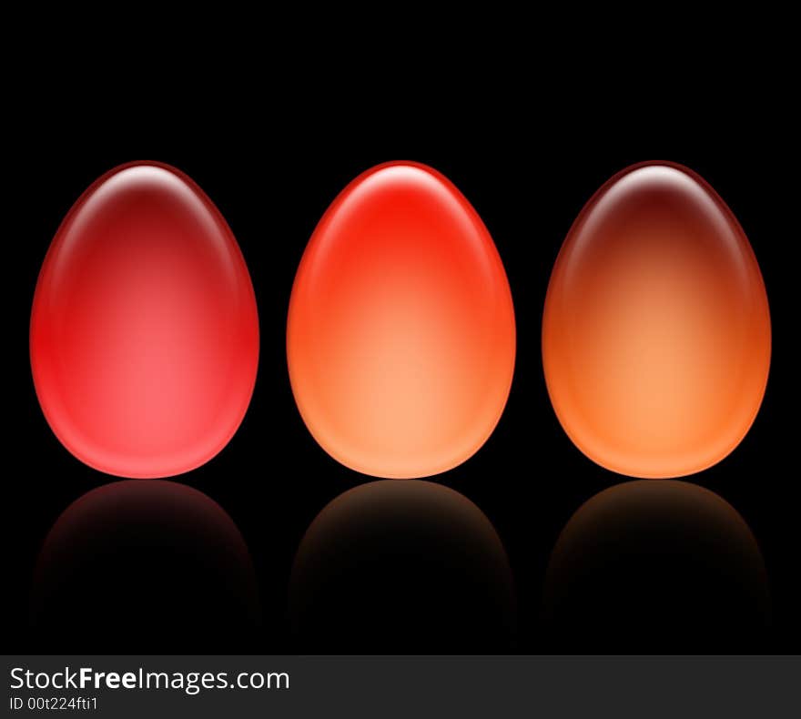 Color easter eggs over black background