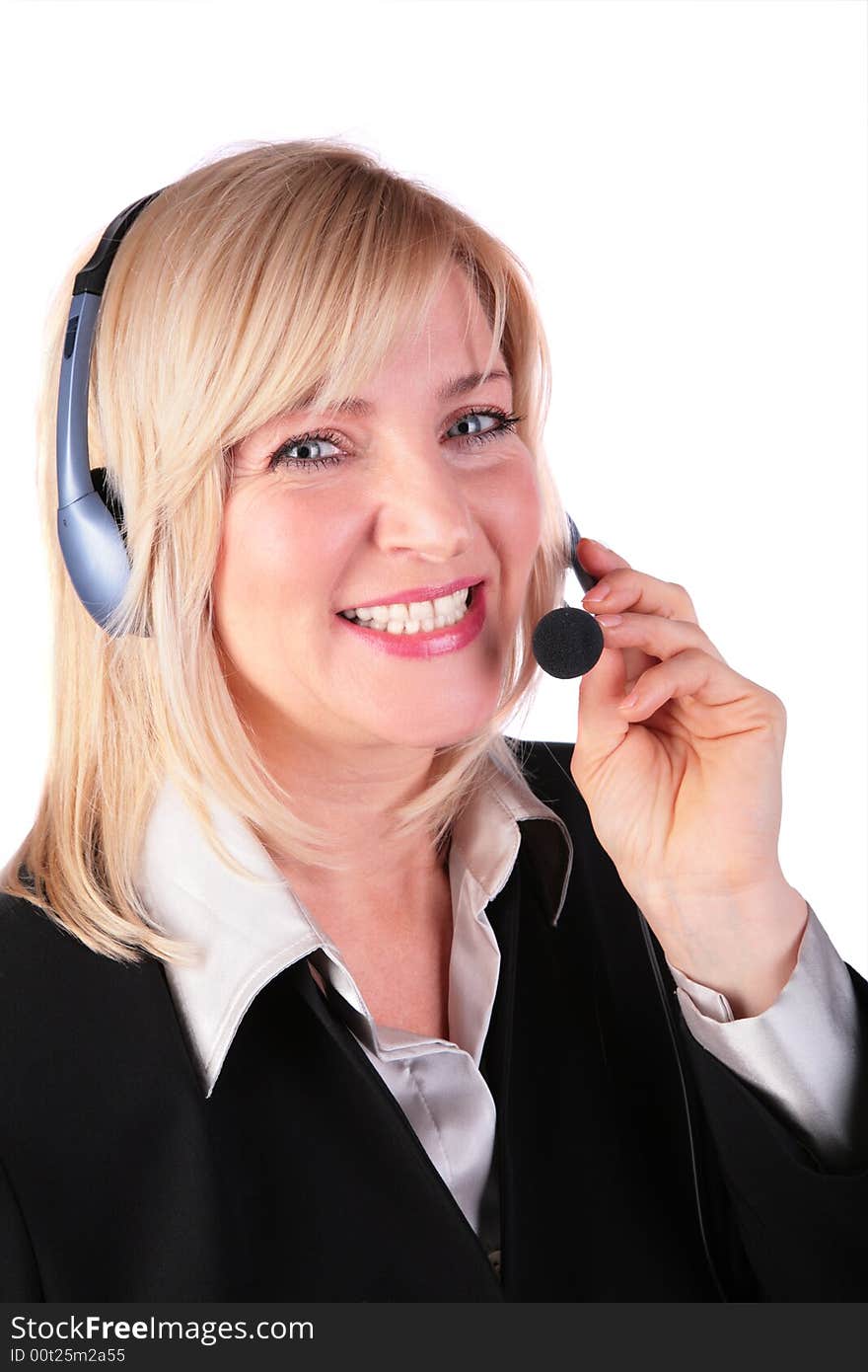 Middleaged woman with headset 2