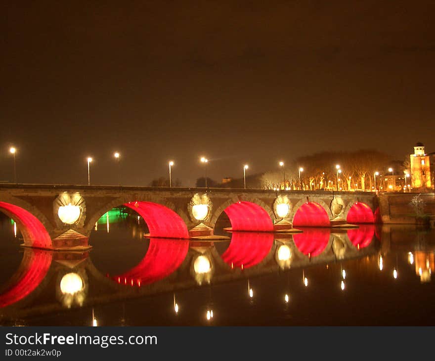 Colorful Bridge At Night