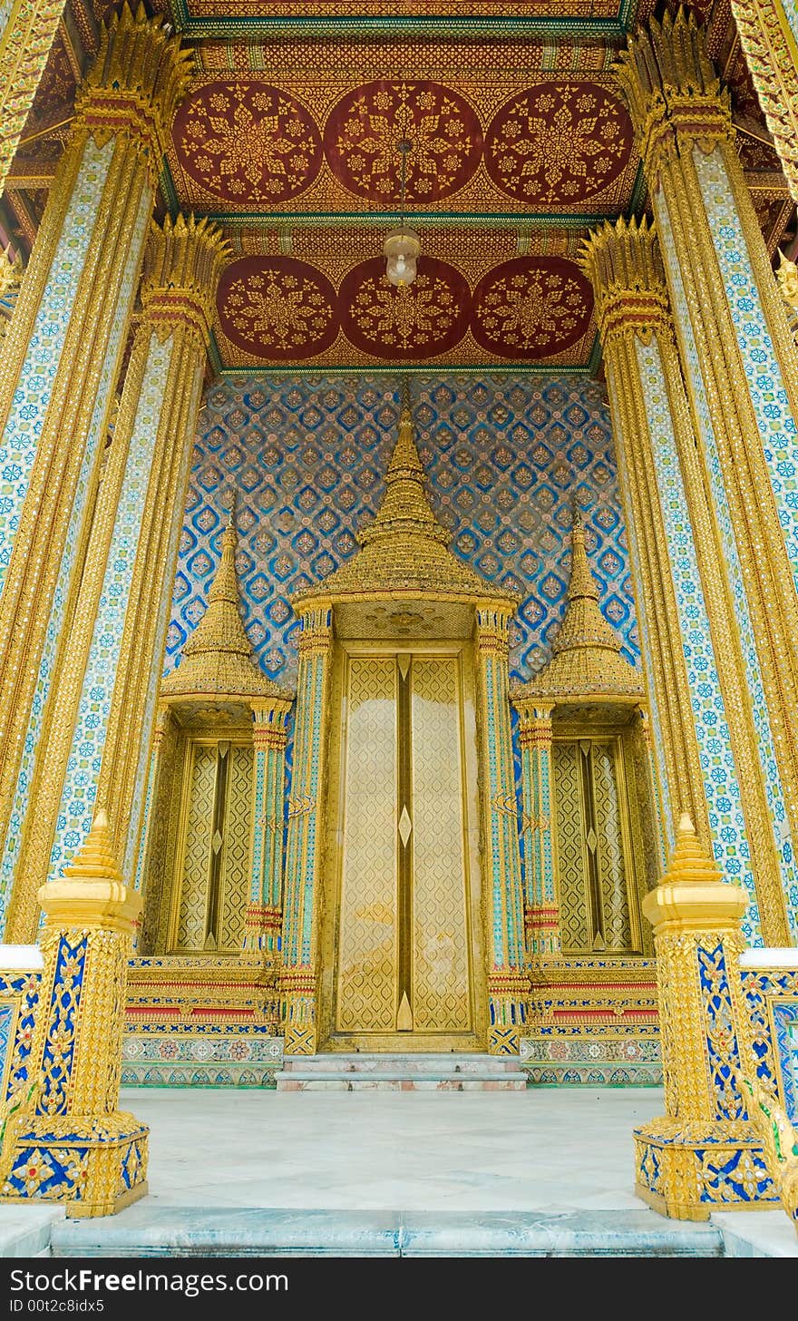 Temple entrance, the Phra Mondop library in Bangkok, Thailand. Temple entrance, the Phra Mondop library in Bangkok, Thailand