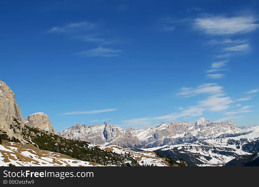 Snow mountains and the sky