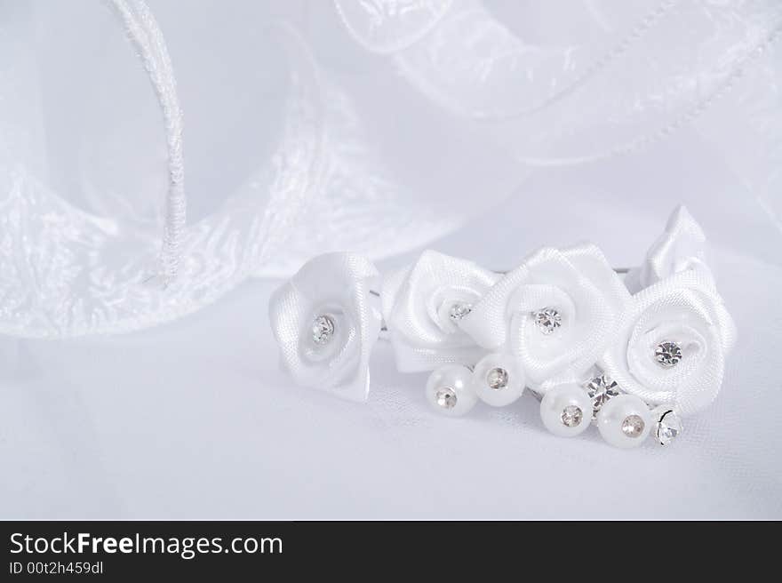 Group of wedding details on white background