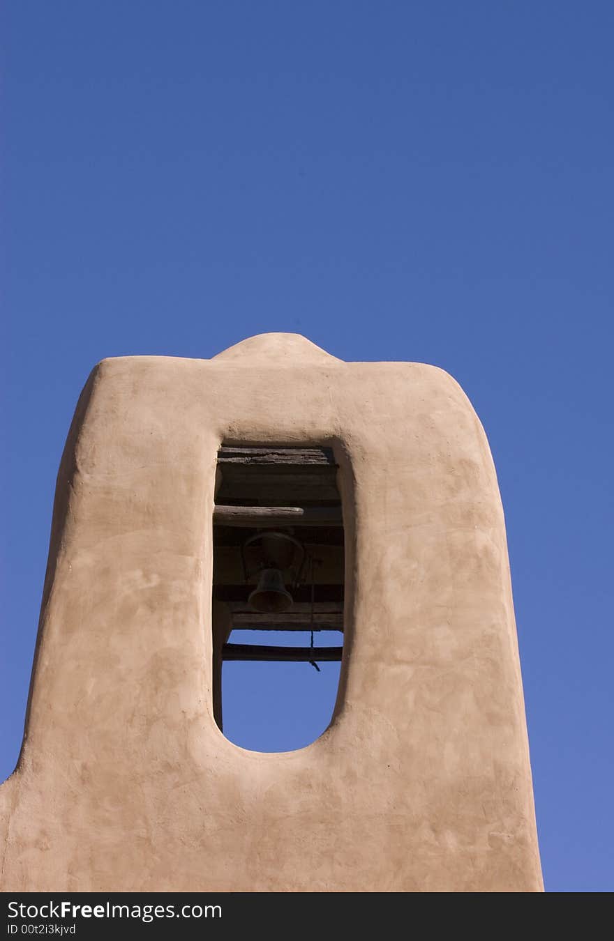 Bell tower on Adobe church in New Mexico. Bell tower on Adobe church in New Mexico