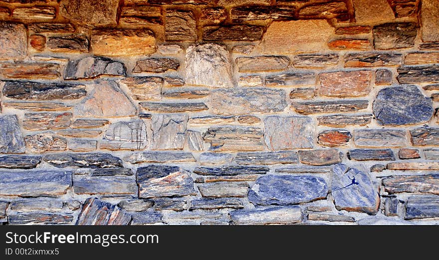 Red And  Blue Stone Wall