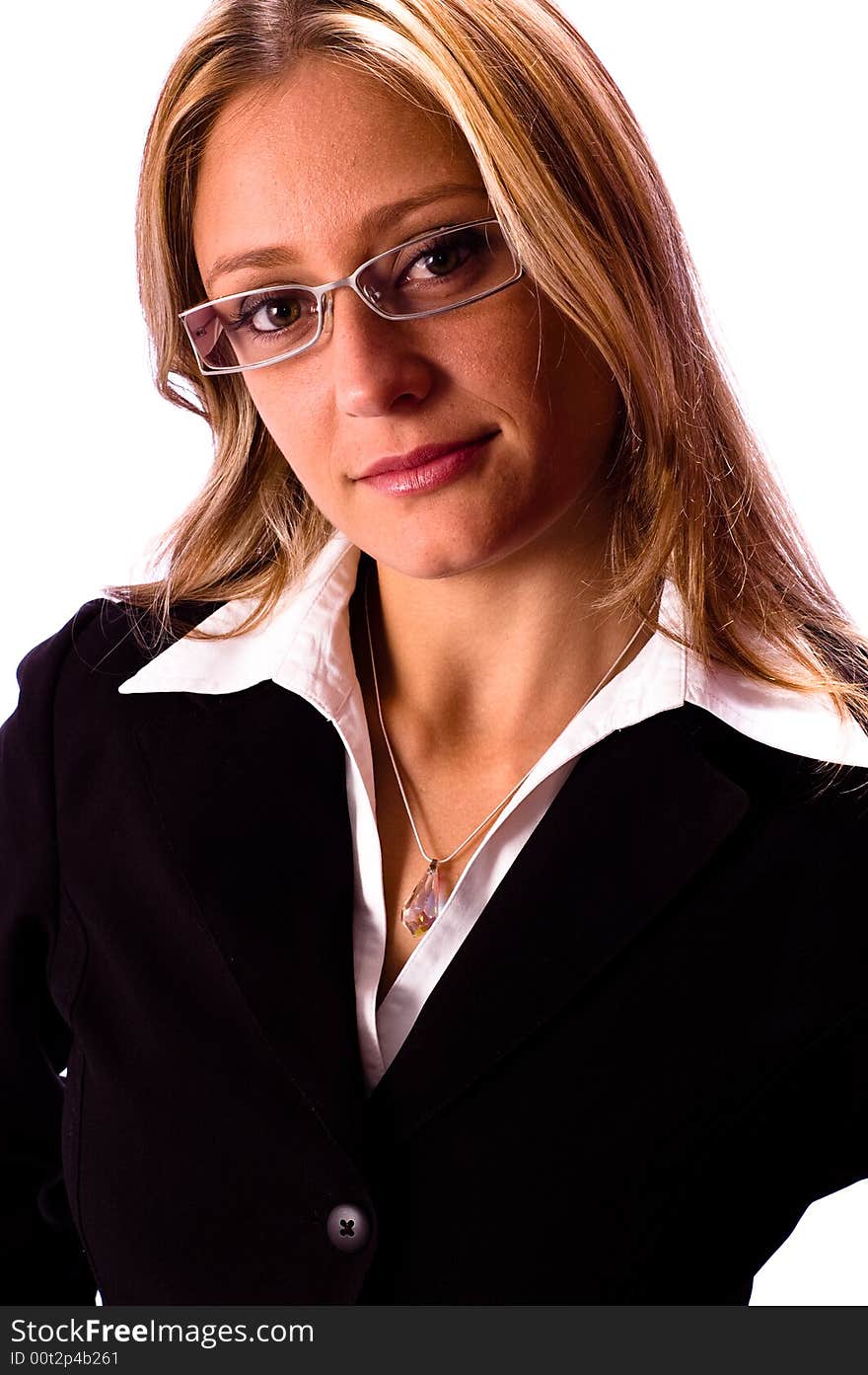 Beautiful woman in glasses and black suit. Beautiful woman in glasses and black suit.