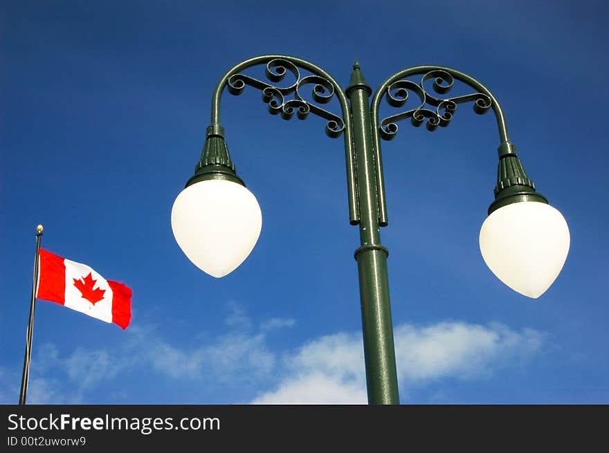 Lamp Post And Canadian Flag