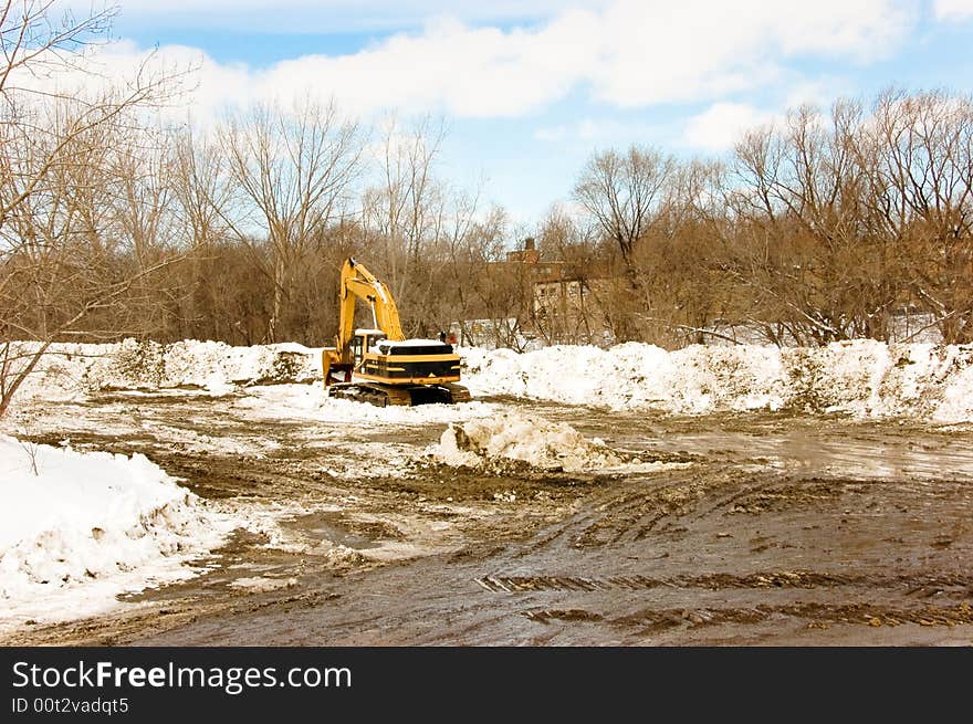 Tracter at a construction site. Tracter at a construction site