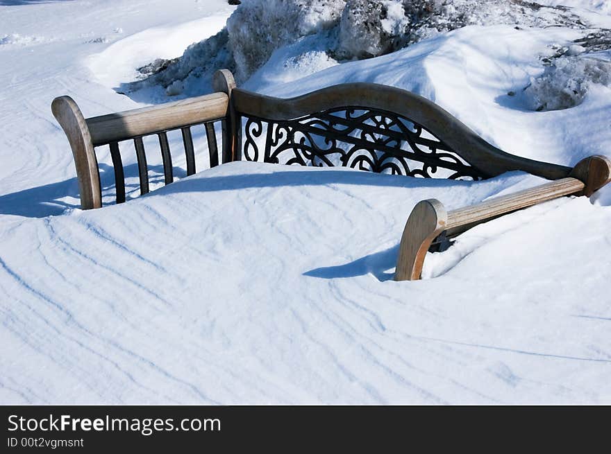 Snow Covered Bench