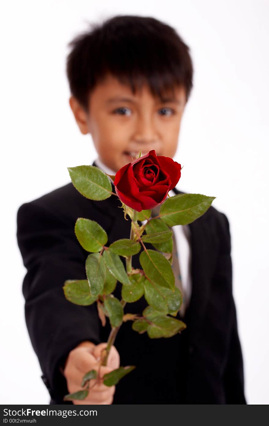 Good looking man holding a bunch of flower