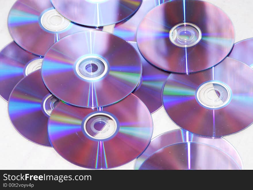 Audio or video cds on white