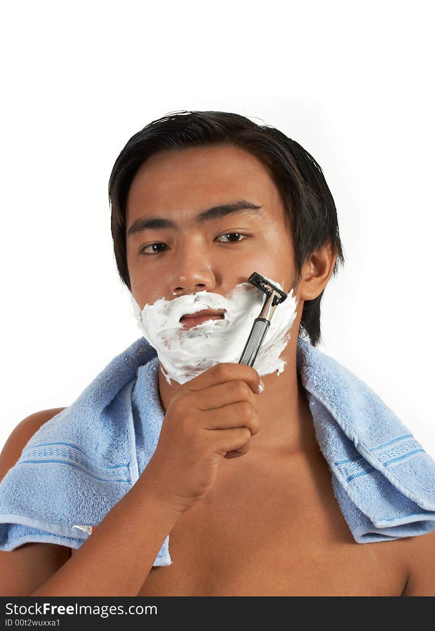 A man shaving